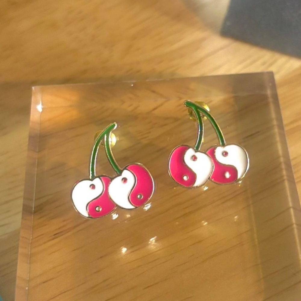 Cherry Yin Yang Earrings